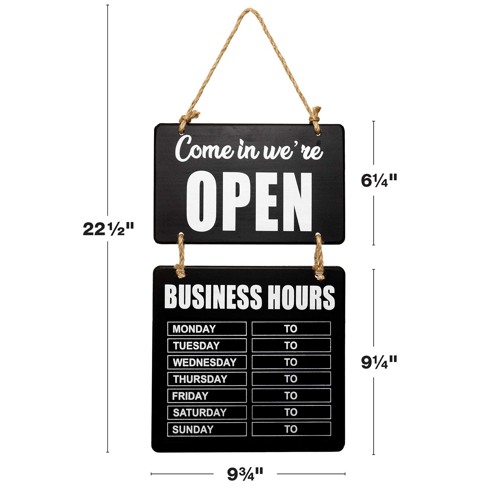 Excello Global Products Business Hours Hanging Chalkboard Black Welcome Chalk…