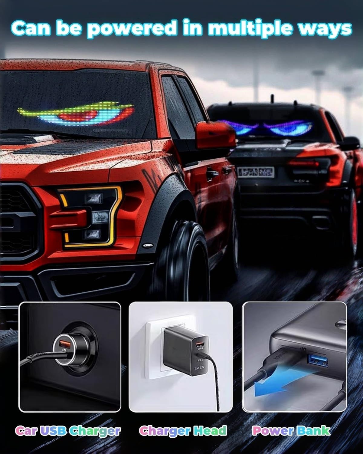 Customizable LED Eyes for Cars & Trucks – Ultra-Thin Dynamic Waterproof Design