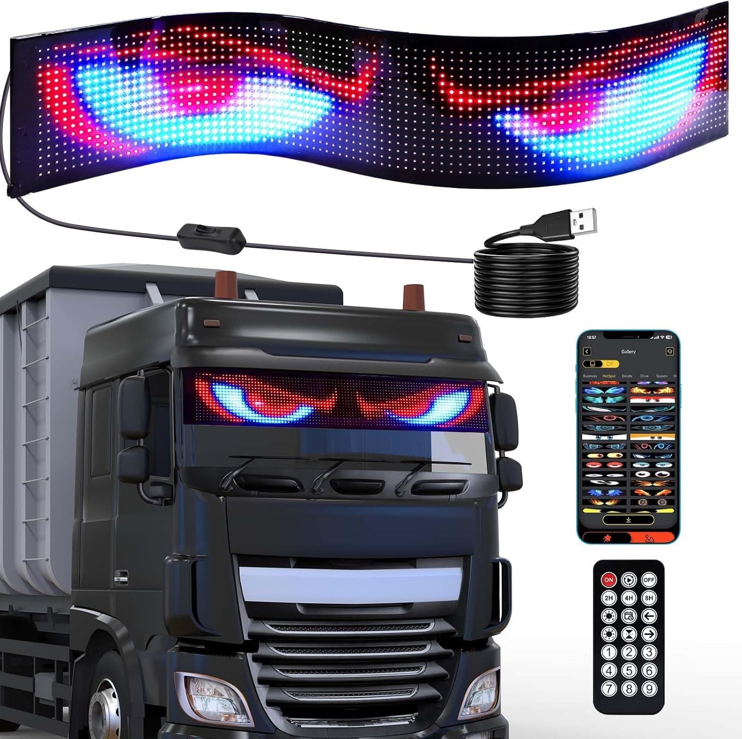 Waterproof LED Sign, 35.5”x7.6” Flexible Eye Lamp for Indoor/Outdoor Use