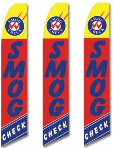 3 (three) Pack Tall Swooper Flags Yellow Red Blue with Checks SMOG CHECK