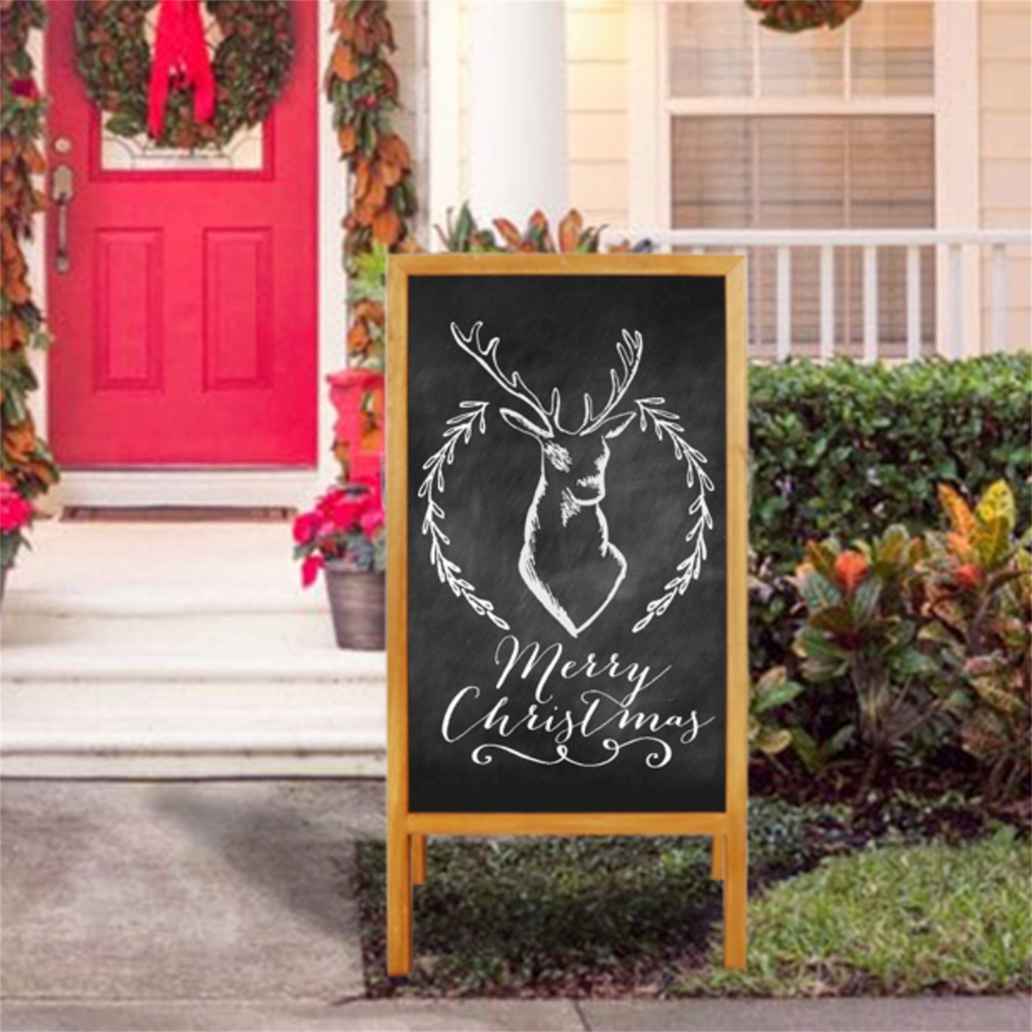 Free Standing Magnetic Chalkboard Solid Sidewalk Sign Display Board Outdoor Deco