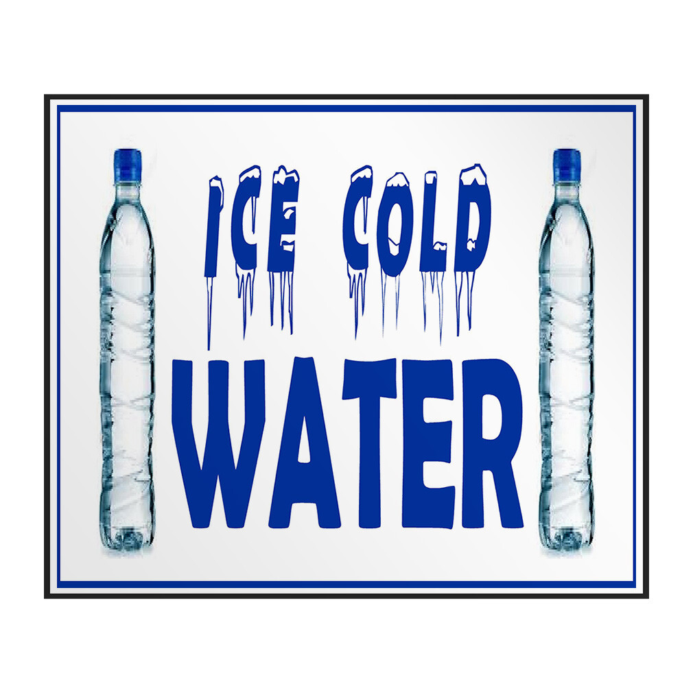 Decal Stickers Ice Cold Water Restaurant Food Bar Vinyl Store Sign Label