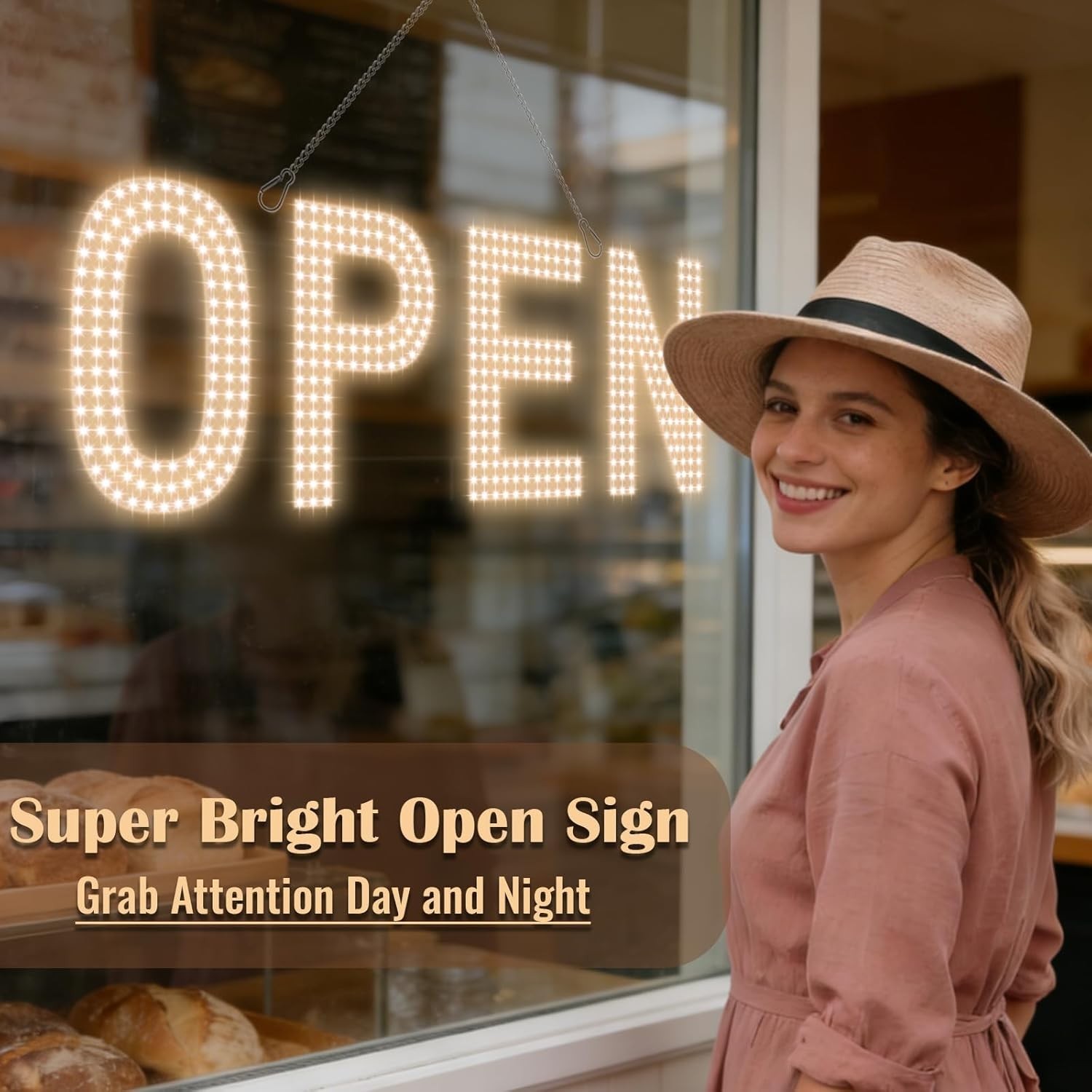 Open Signs for Business, 30″x10″ Big & Bright Open Sign with Remote Control Dimm