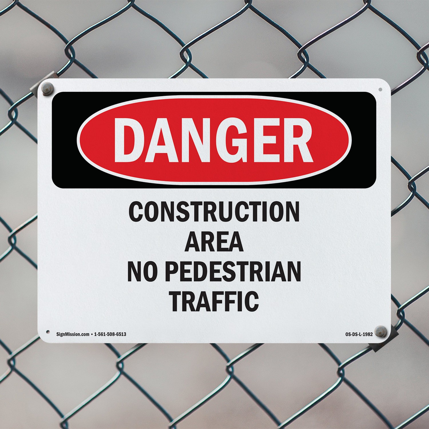 Construction Area No Pedestrian Traffic OSHA Danger Sign Or Decal – 5 or 10 Pack