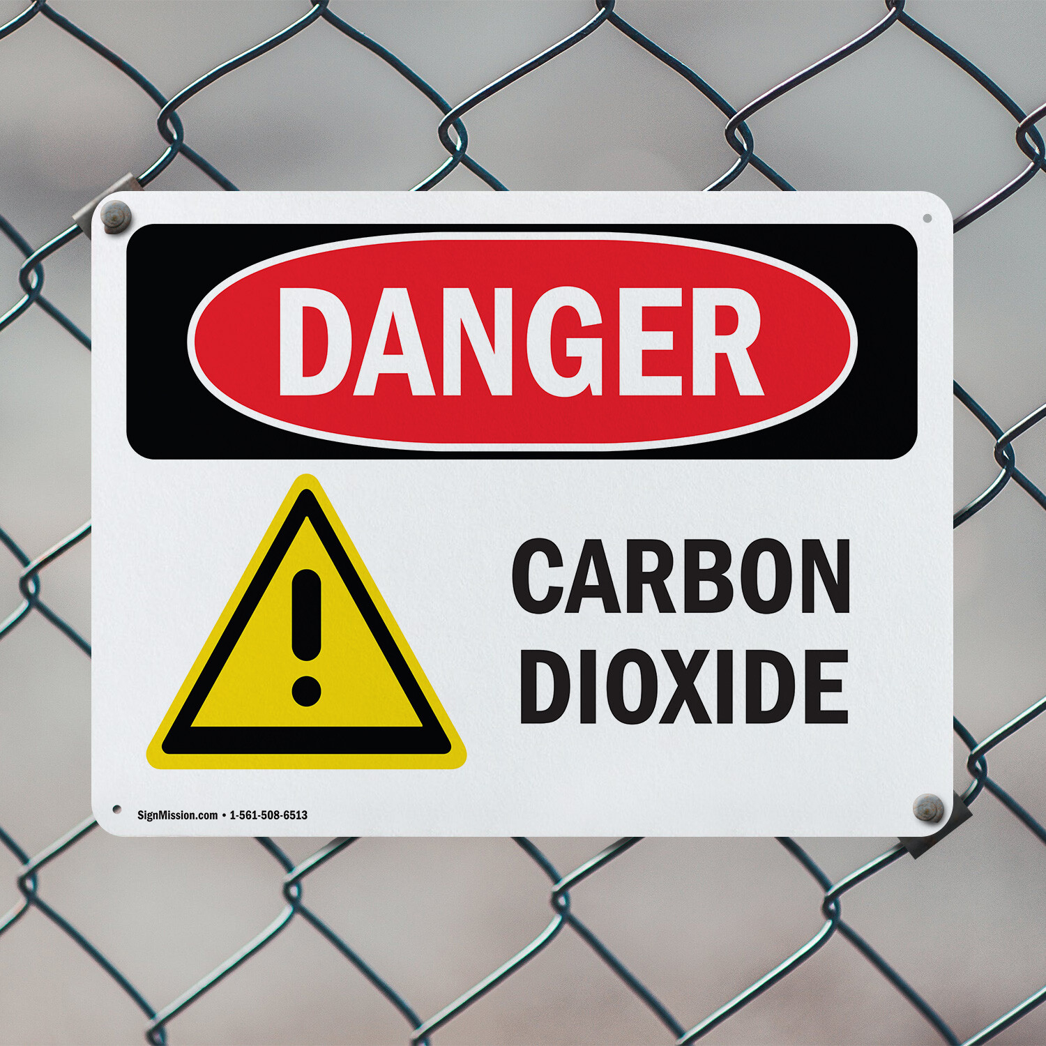(2 Pack) Carbon Dioxide OSHA Danger Sign Decal Metal Plastic