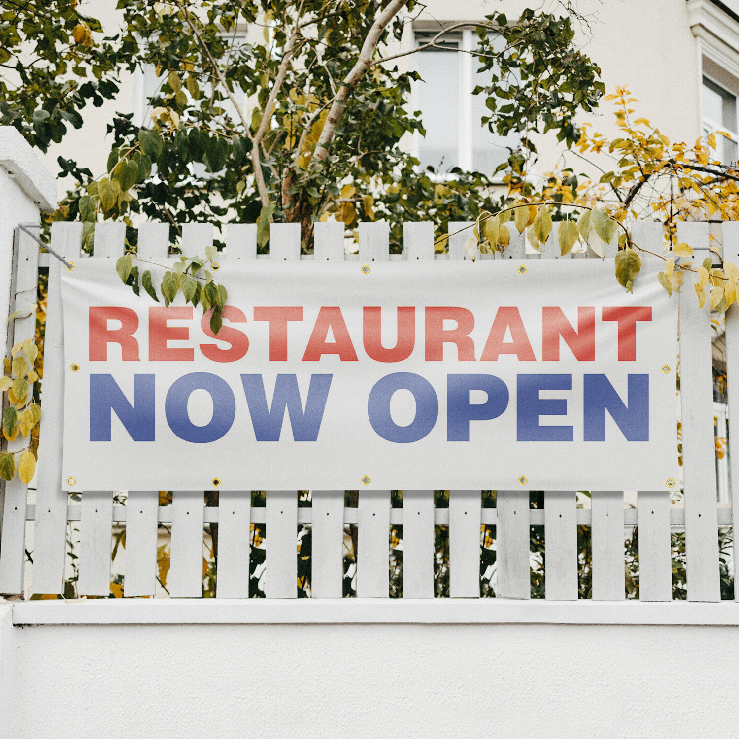 Restaurant Now Open Vinyl Banner Sign with Metal Grommets Heavy-Duty