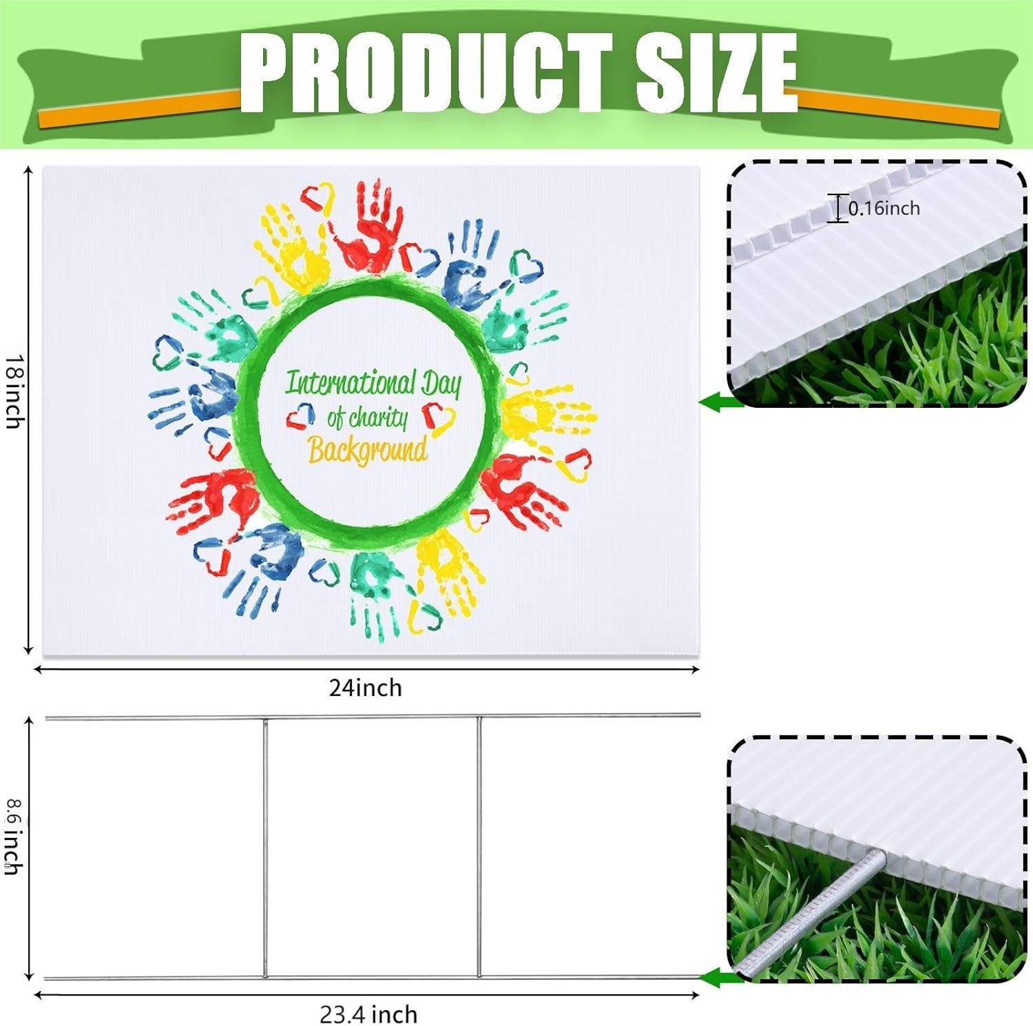 White Corrugated Signs with Stakes, 10 Pcs