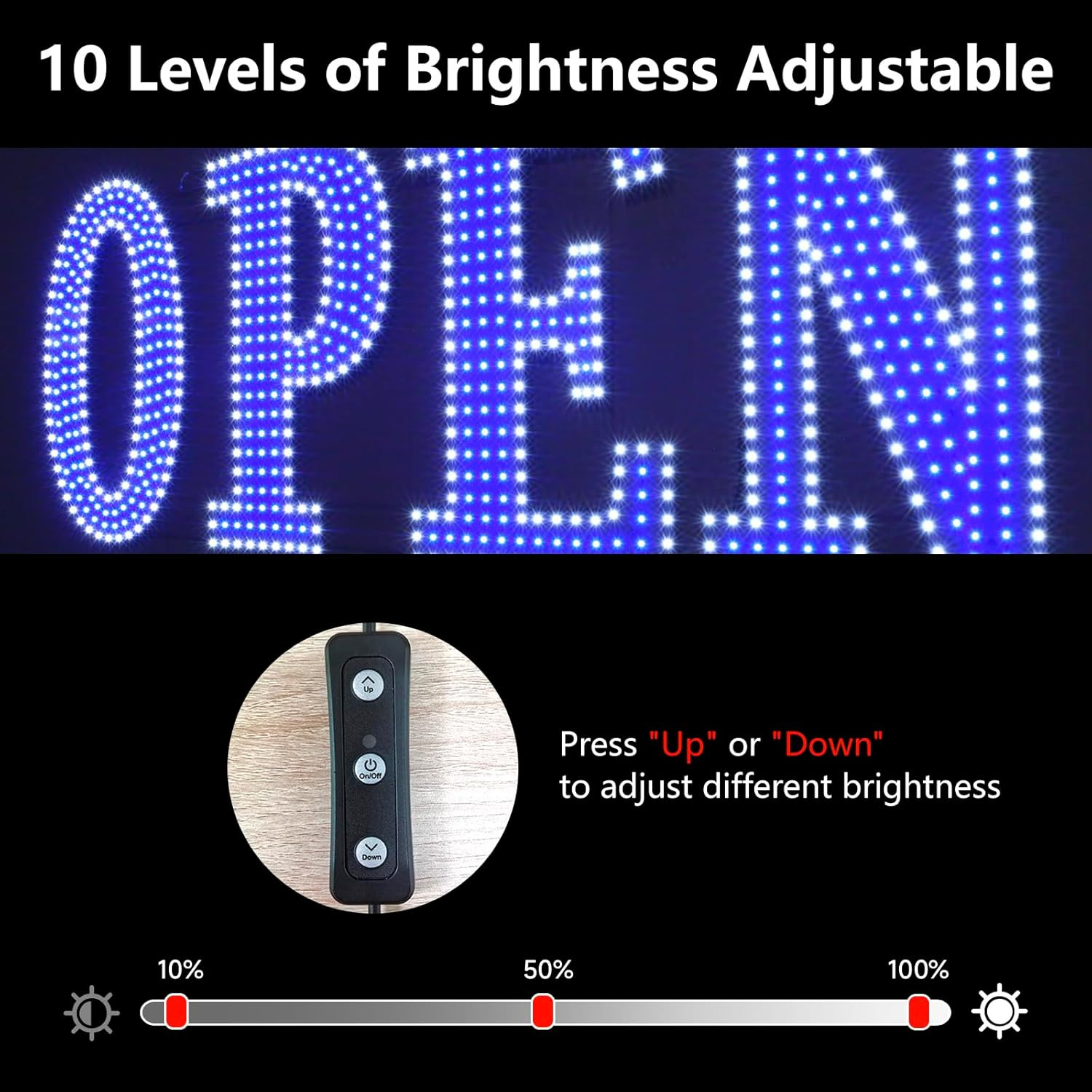 40″X14″ Extra Large LED Open Signs for Business with Remote Controlled, 10 Level