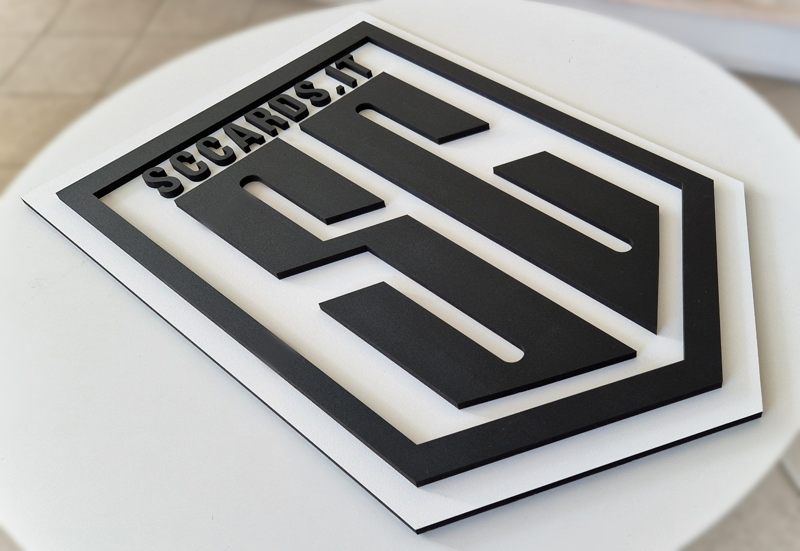 Dimensional Wooden Logo Wall Sign — Layered 3D, Hand Painted, LED Optional