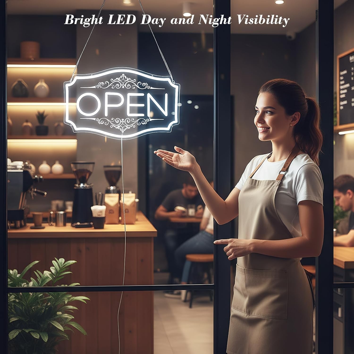 Open Sign for Business, LED Dimmable Neon Open Sign with 12V/2A Adapter, 16.5″ x