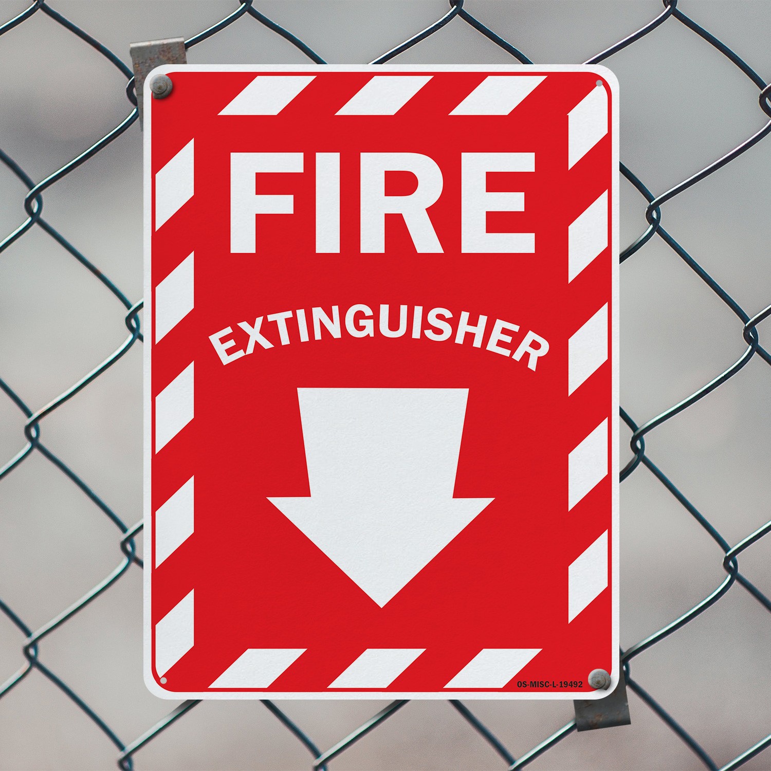 Fire Extinguisher with Arrow OSHA Sign Metal, Plastic, Or Decal – 5 or 10 Pack