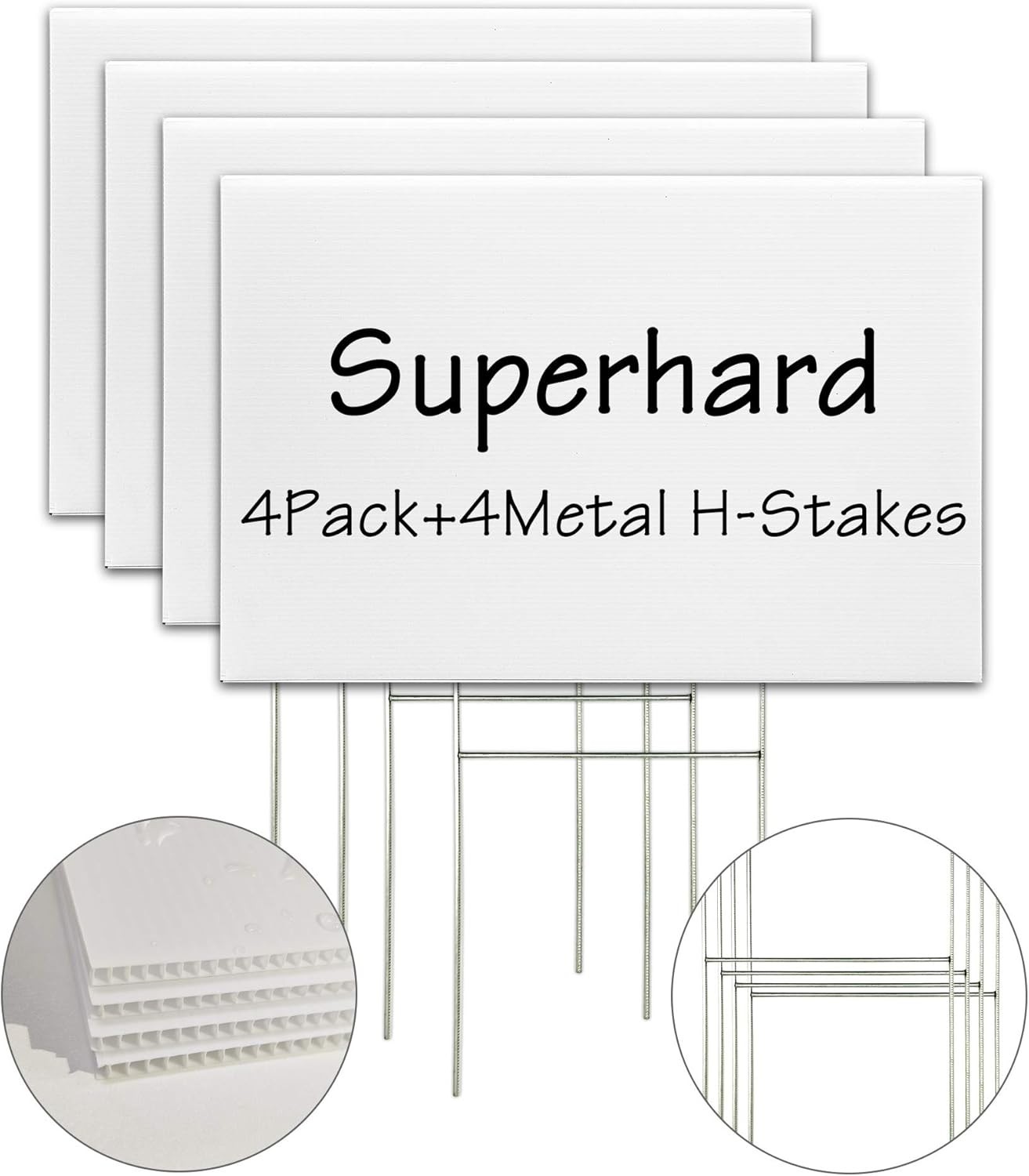 DIY Blank Lawn Signs, 18×12 Inches – Ideal for Events & Promotions, 4-Pack