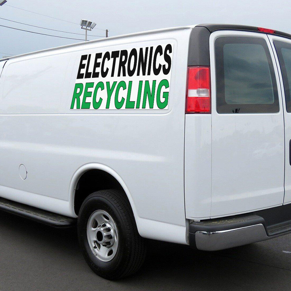 Car Magnet Set of 2 Electronics Recycling Black Green Industrial Sign