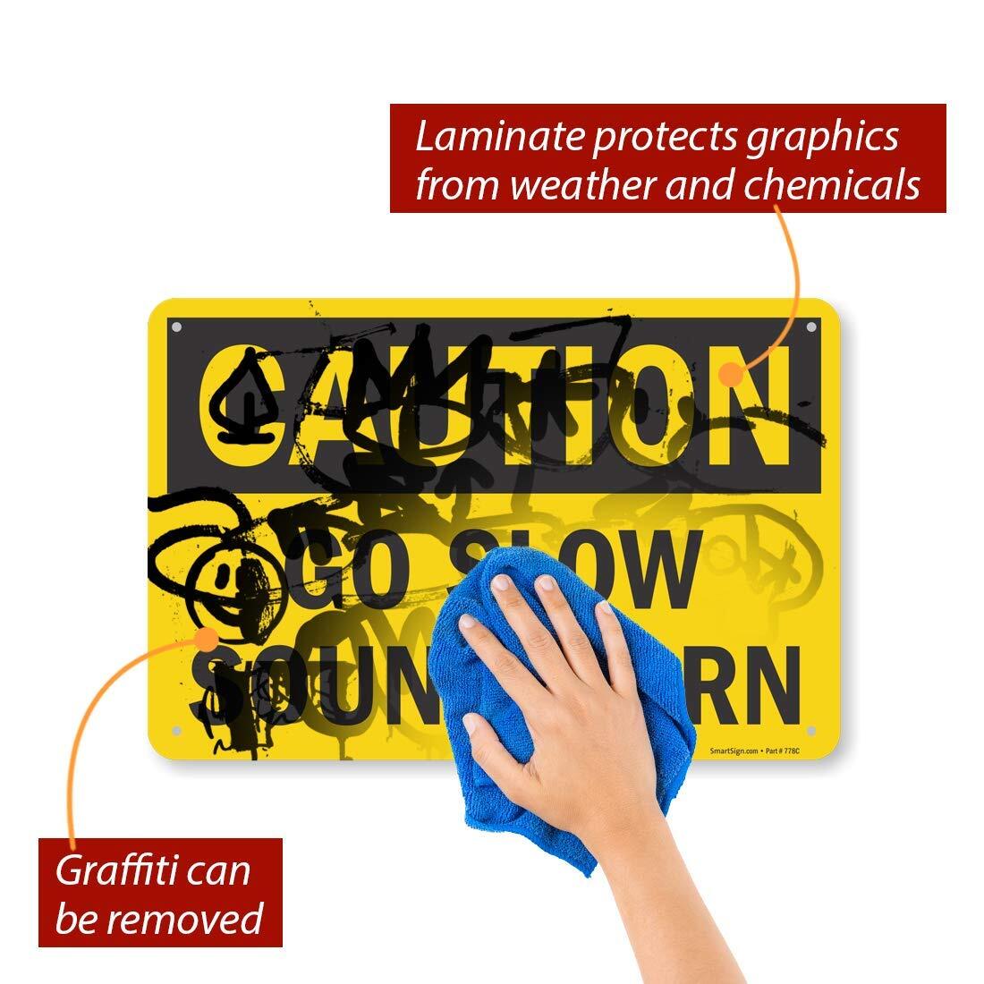 12×18 inch Caution Go Slow Sound Horn Sign Rust Proof Aluminum for Road Safety