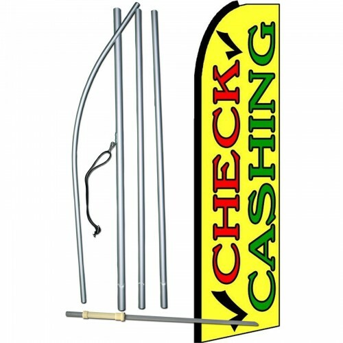 Complete 15′ Check Cashing Kit Swooper Feather Flutter Banner Sign Flag