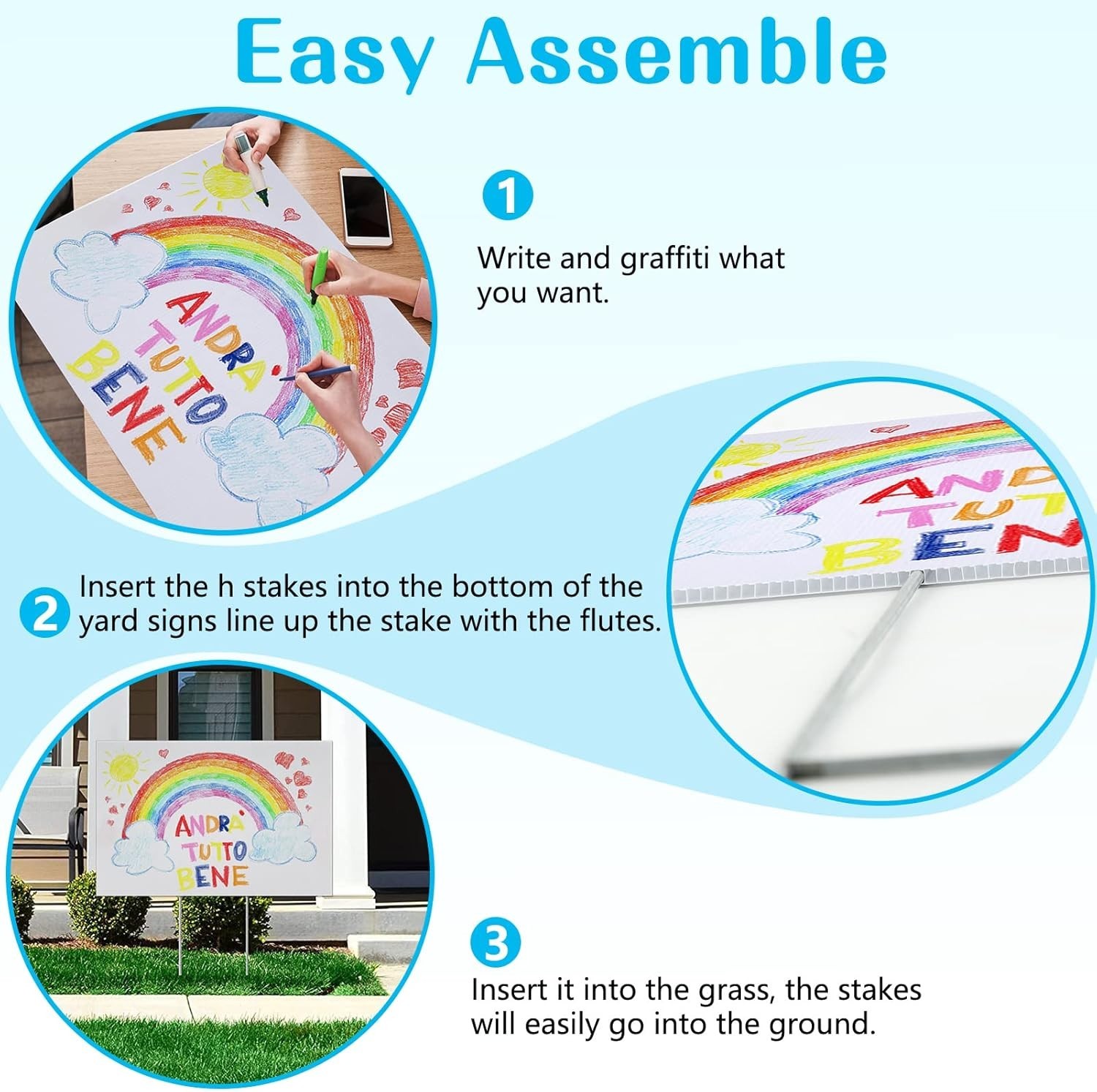 Blank Yard Signs with Stakes 6 Pack Outdoor Corrugated Plastic 17×12 Inches