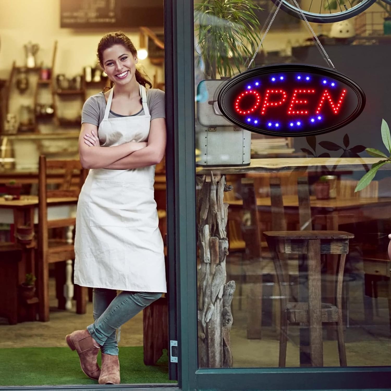 Energy-Efficient LED Open Sign – Flashing & Steady Modes, 19×10 for Bars & Cafes