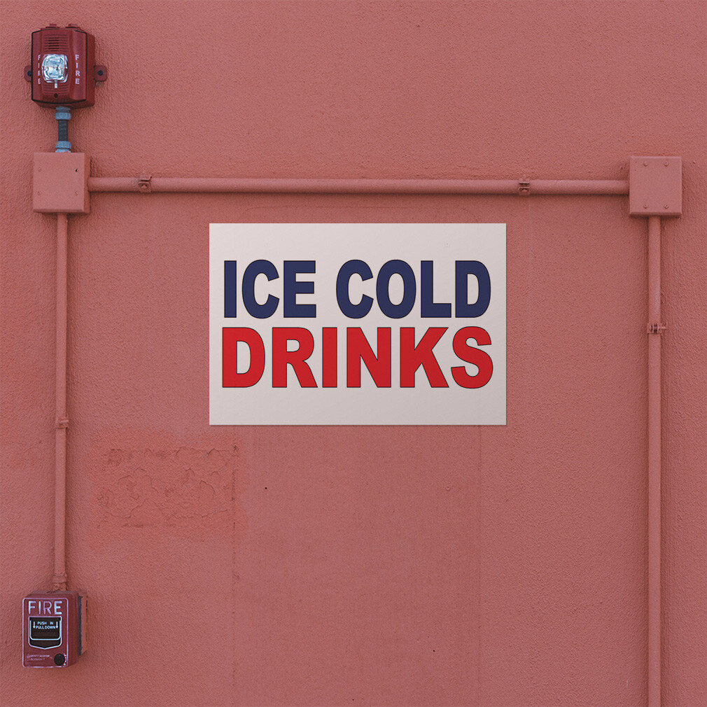 Decal Stickers Ice Cold Drinks Advertising Printing D Vinyl Store Sign Label