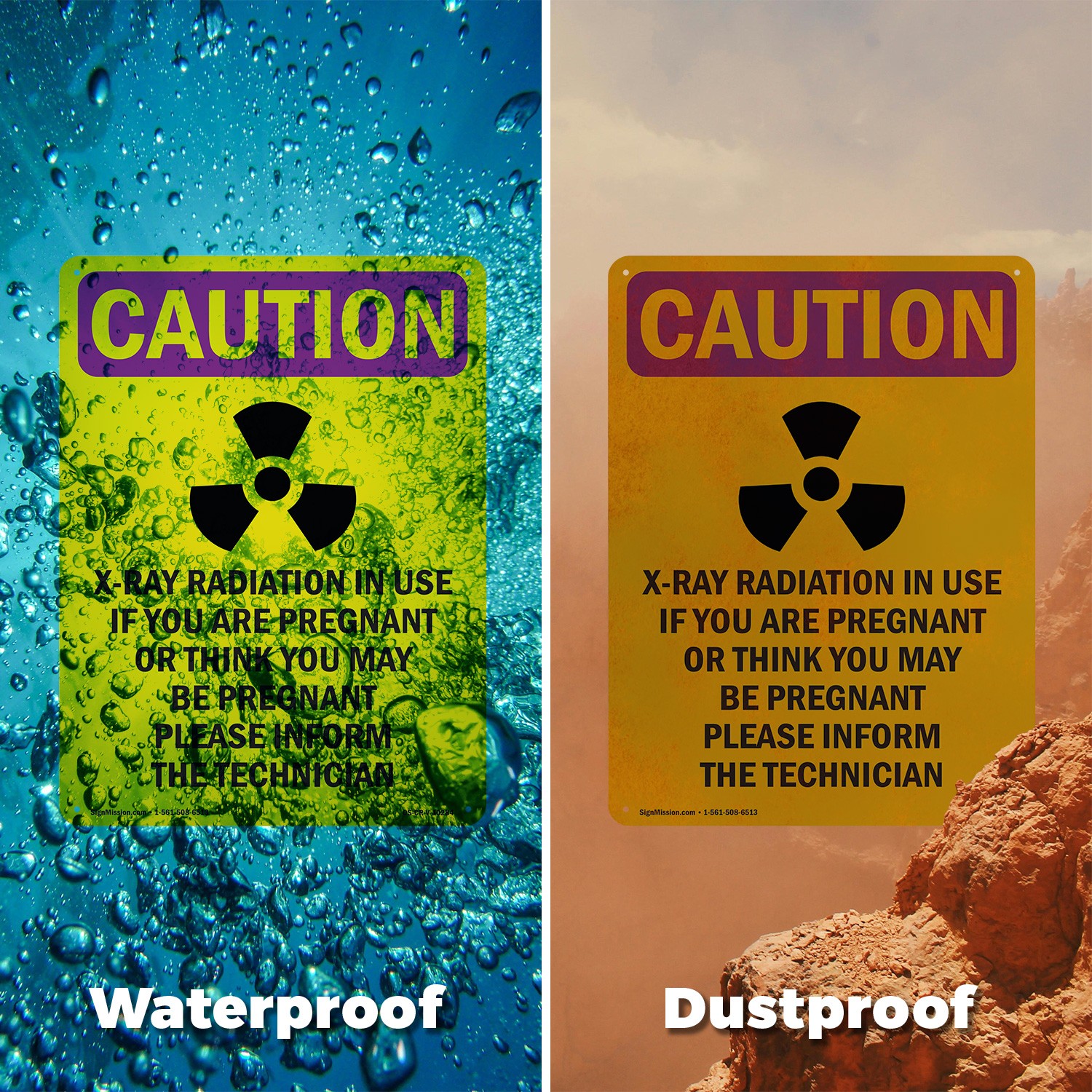 X-Ray Radiation In With Symbol OSHA Caution Radiation Sign, Decal 5 or 10 Pack