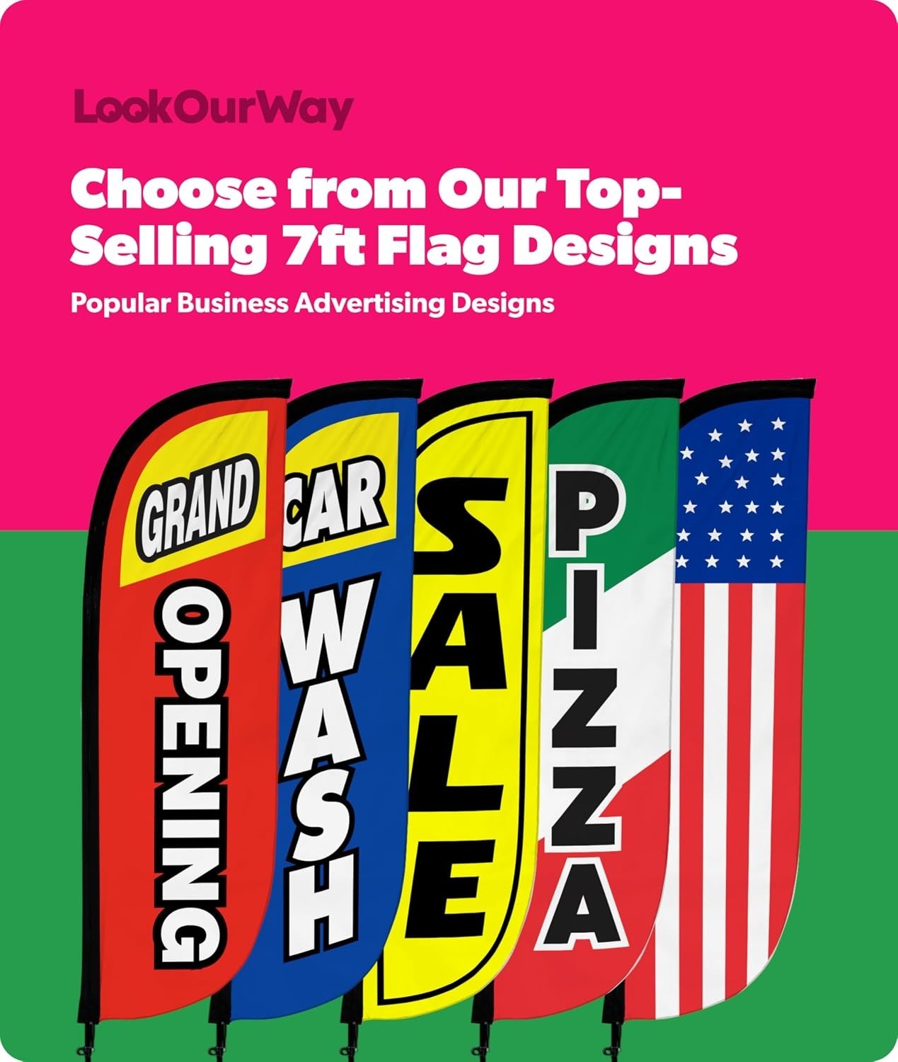 Feather Flag Pole Kit – 6 Feet Tall Advertising Flag Banner with Fiberglass Pole