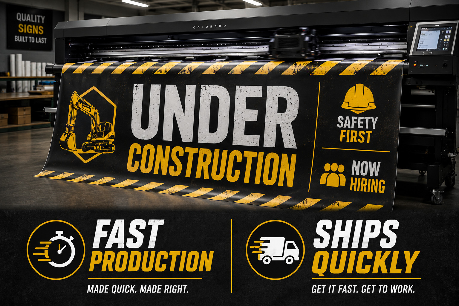 Custom Construction Banner Contractor Signs Waterproof 13oz Heavy Duty