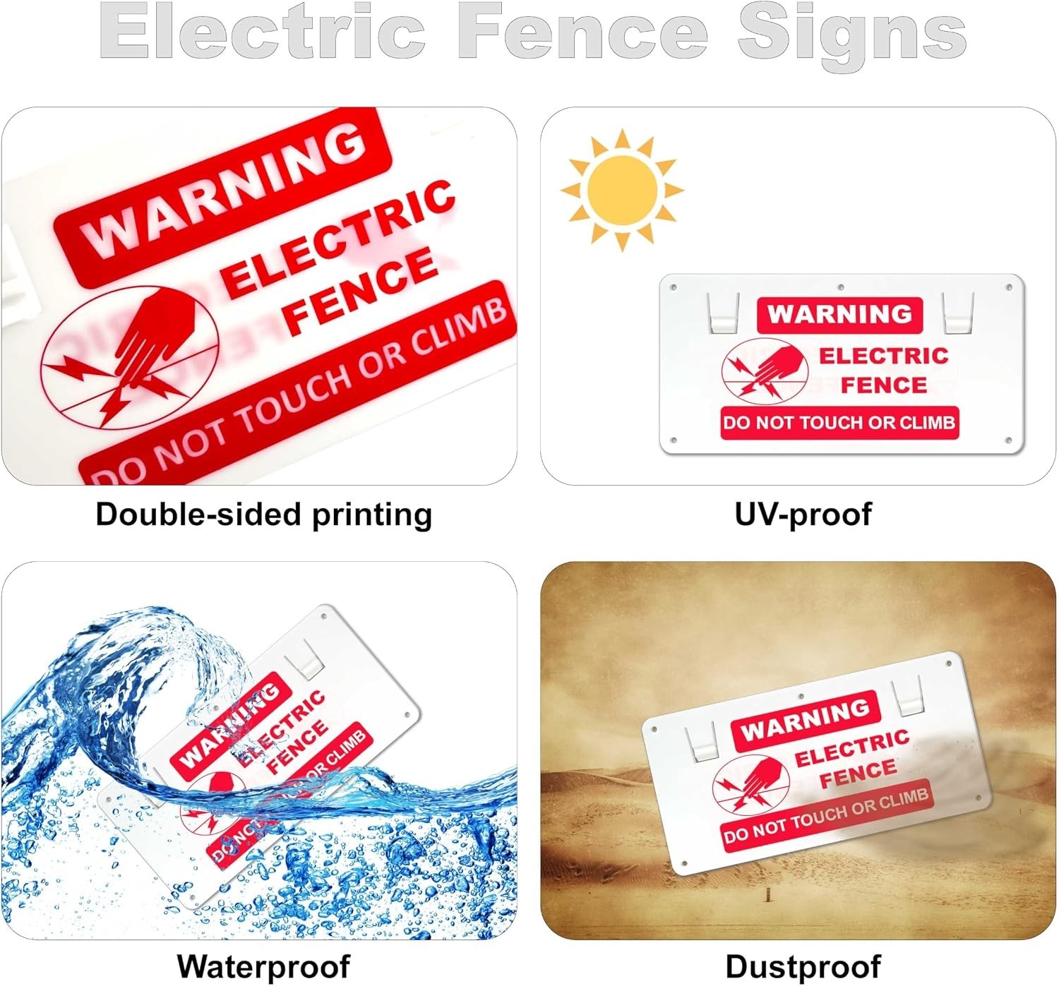 15 Pcs Electric Fence Warning Sign, No Touching or Electric Safety Sign to Pr…