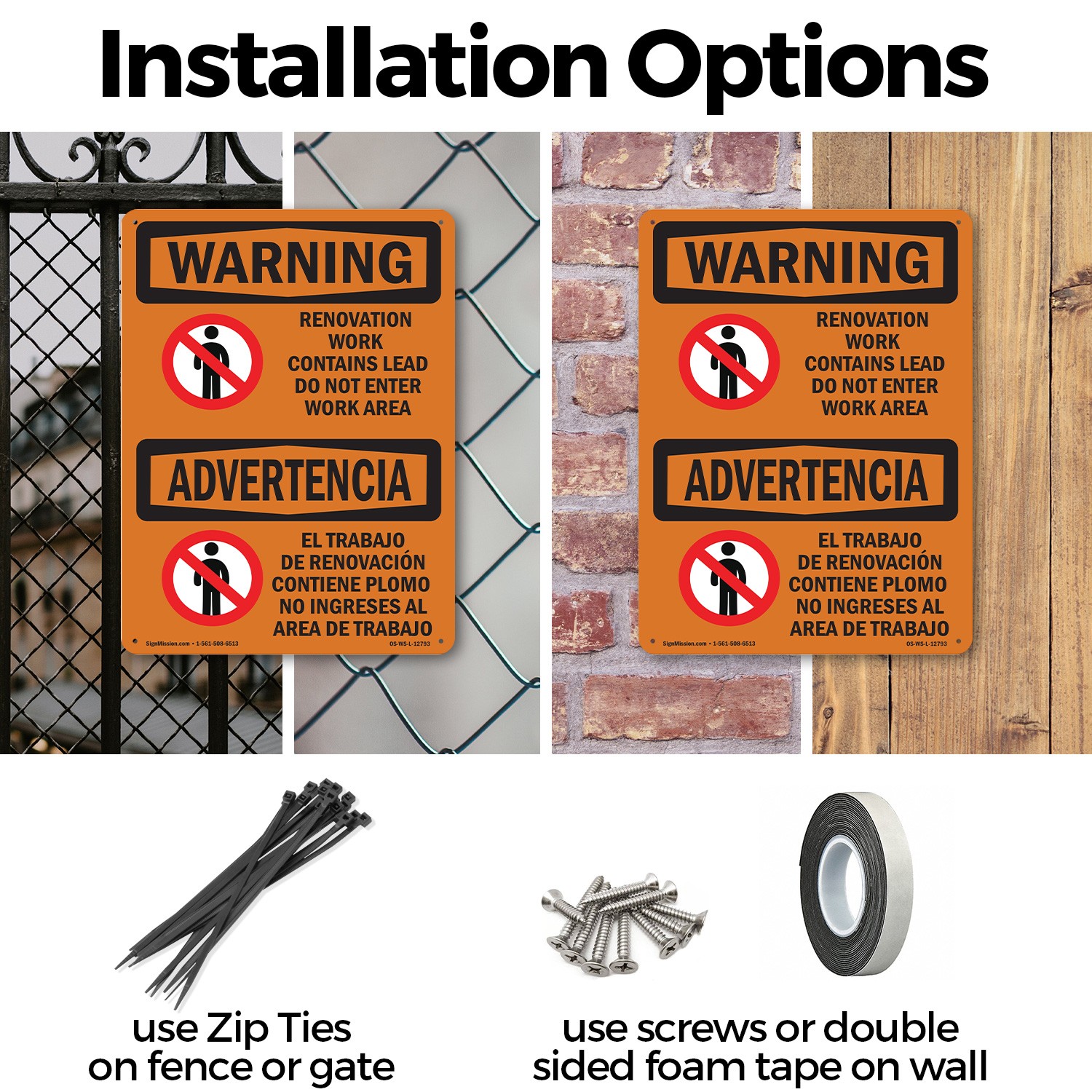 Renovation Work Contains Lead Do Not Enter OSHA WARNING Sign, Decal 5 or 10 Pack