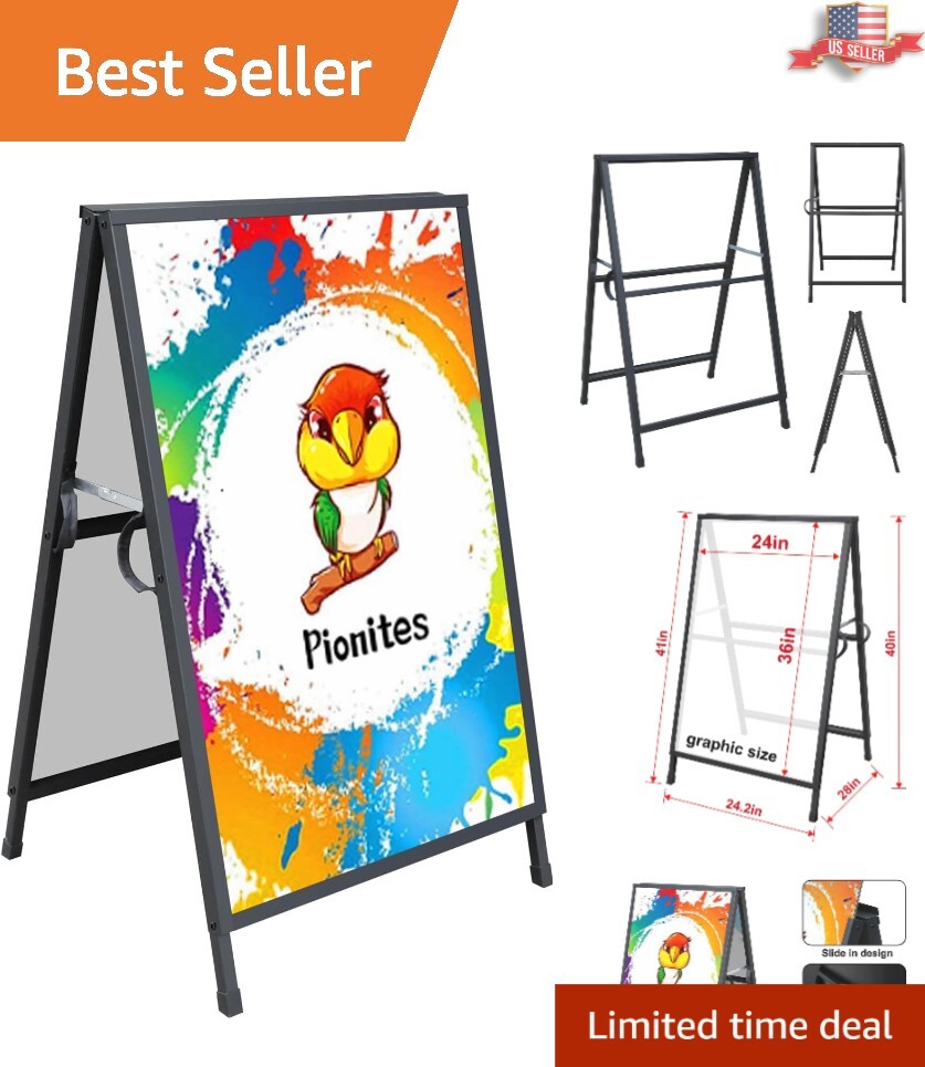 All-Metal A-Frame Sign Holder, Portable 24×36” Sandwich Board for Diverse Uses