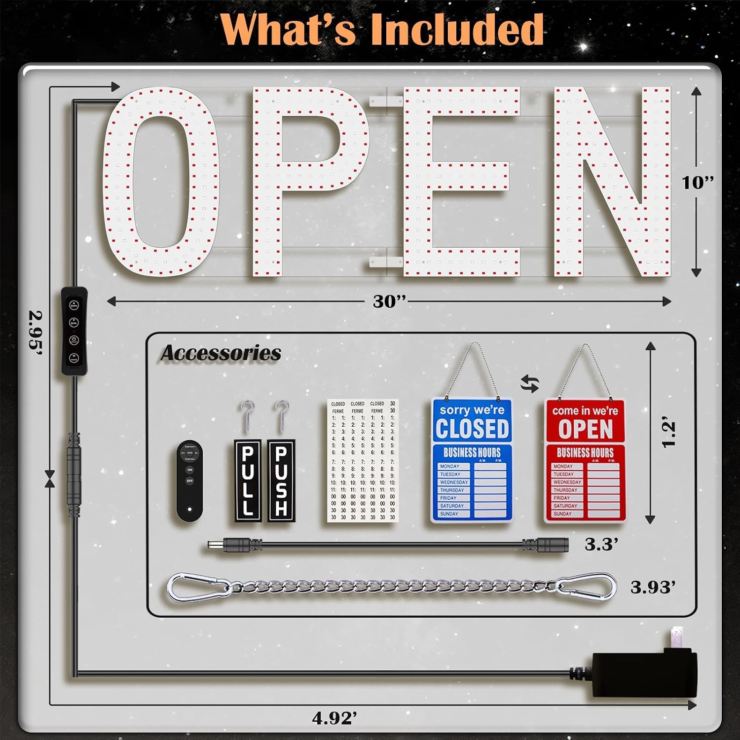 Large Ultra Bright 30×10 LED Open Signs for Business Red&Blue Color Retail