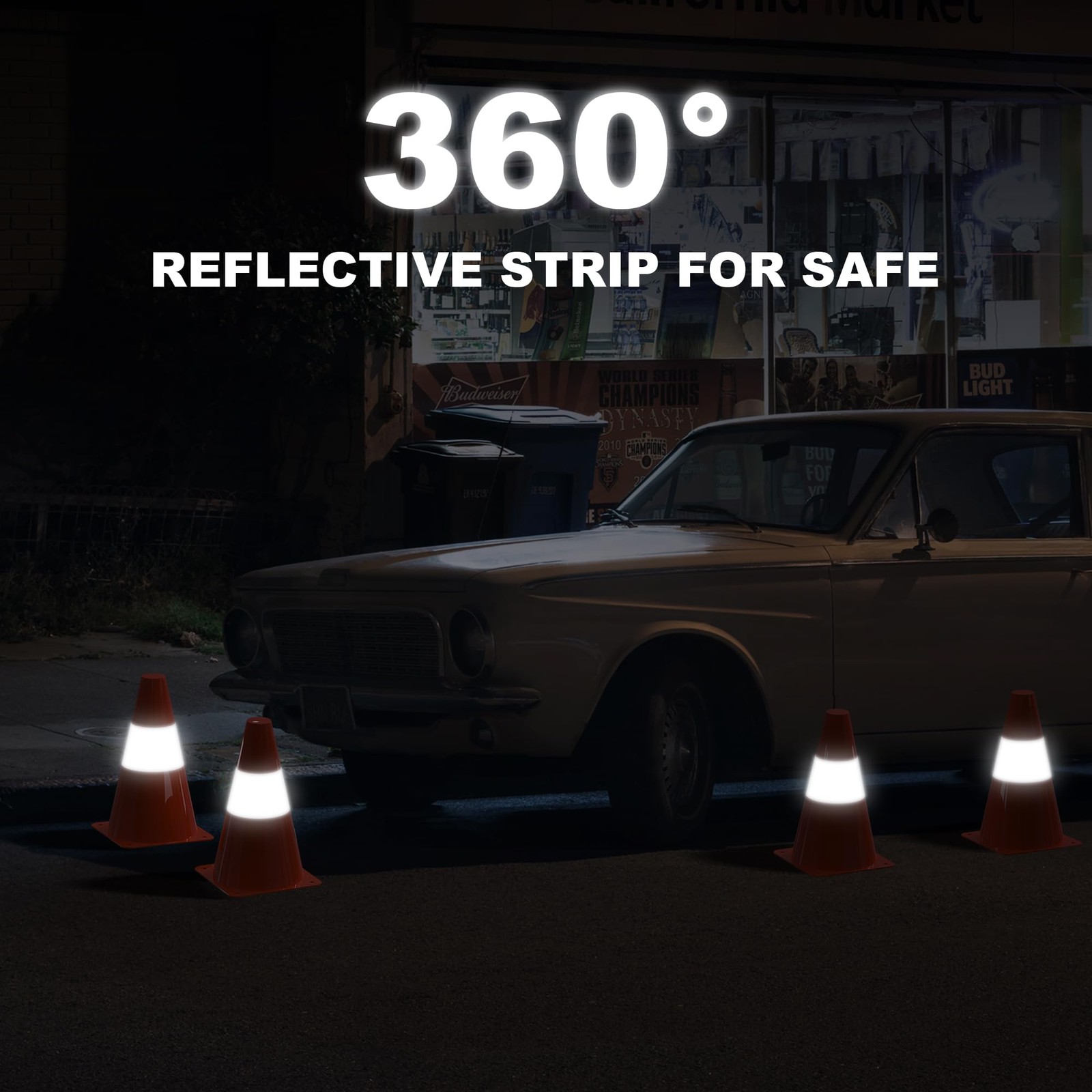 9 inch Traffic Safety Cones with Reflective Collars, [4 Pack] 9in, Orange
