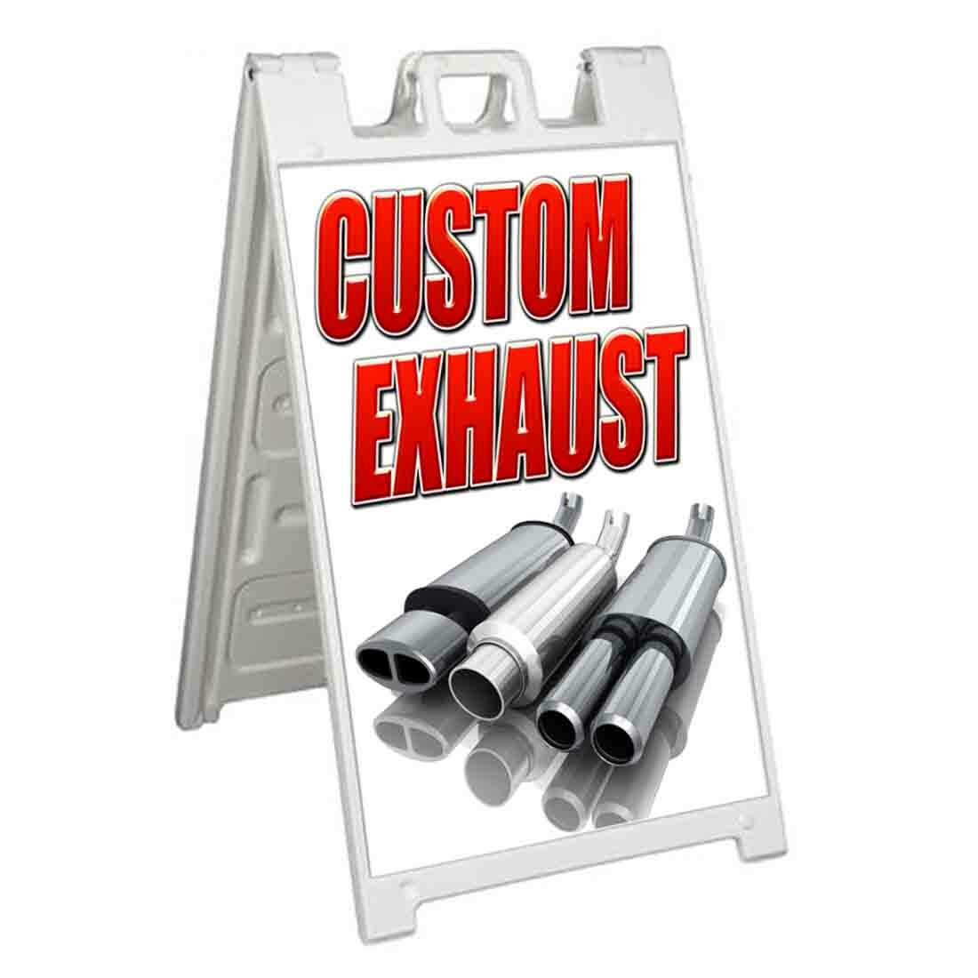 CUSTOM EXHAUST Signicade 24×36 Aframe Sidewalk Sign Banner Decal AUTO PARTS
