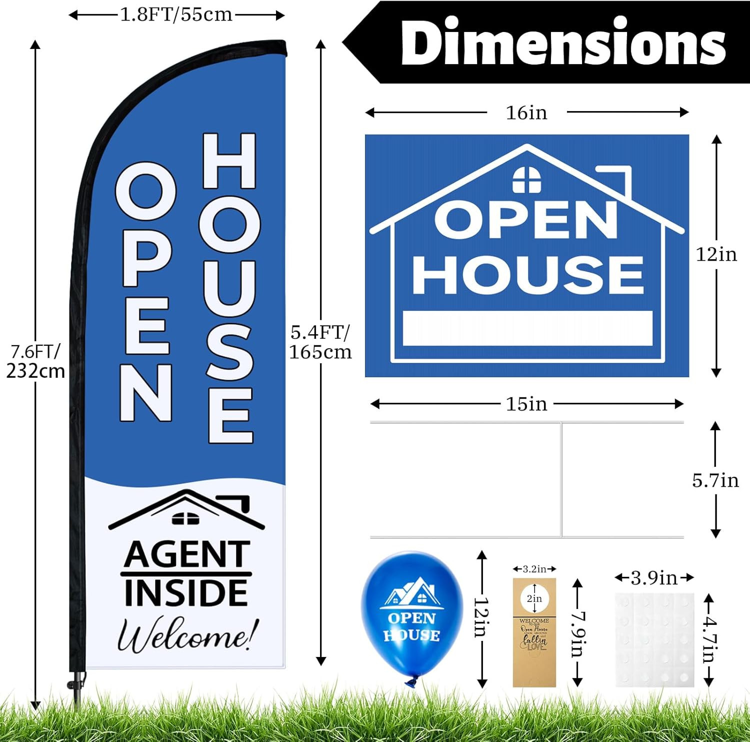 44 Pcs Open House Signs for Real Estate Agent Supplies, Double Sided Open House