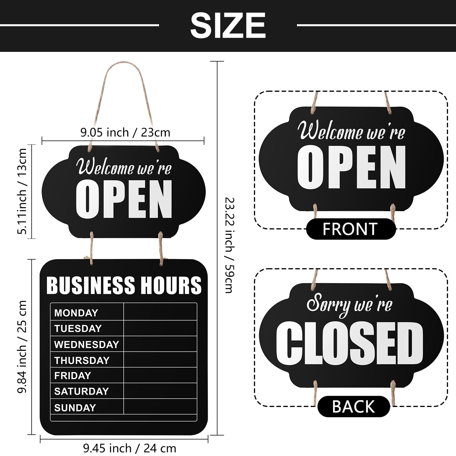 Business Hours Hanging Chalkboard Open Closed Sign Wooden Welcome Chalk Board…
