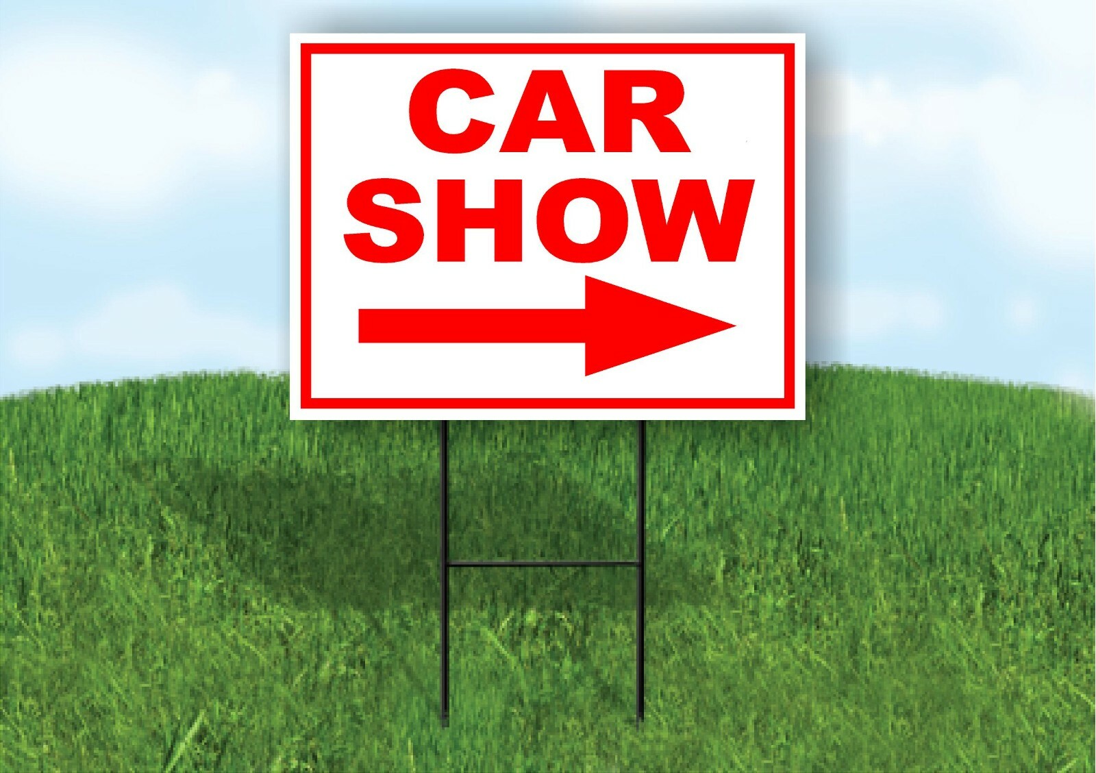CAR SHOW RIGHT arrow red Yard Sign Road with Stand LAWN SIGN Single sided