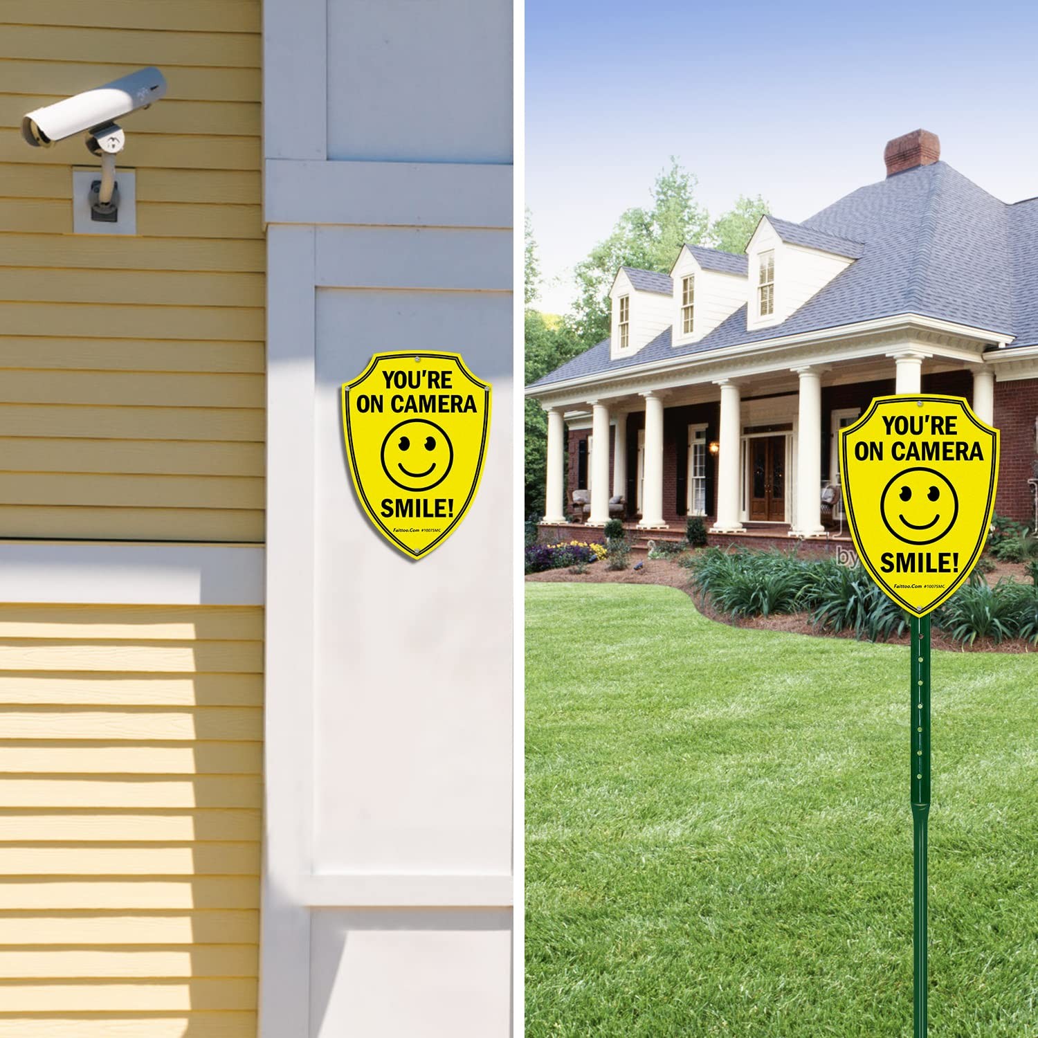 2 Pack Reflective Smile Youre On Camera Security Warning Signs