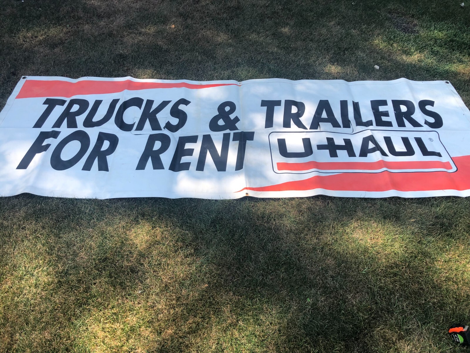 90’s UHAUL Vinyl Advertising Hanging Banner 9′ 9″ x 3′ 5 1/4″ Rectangular Shape