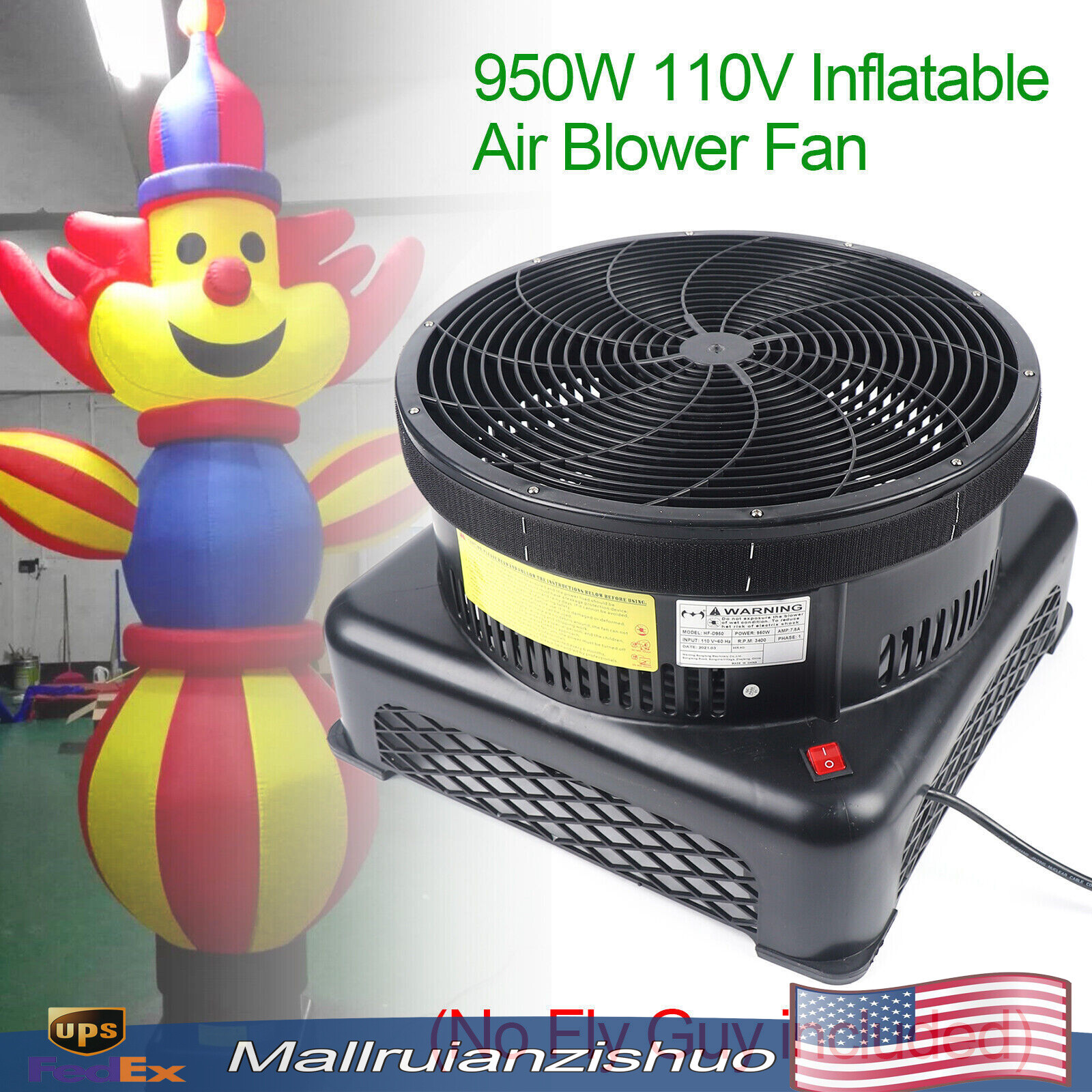 950W Air Puppet Blower Fan for Inflatable Dancer Tube Wacky Wavy Promotional Man