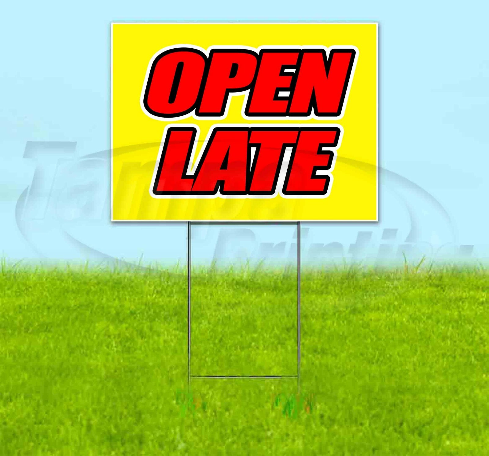 OPEN LATE Yard Sign Corrugated Plastic Bandit Lawn Decorations USA