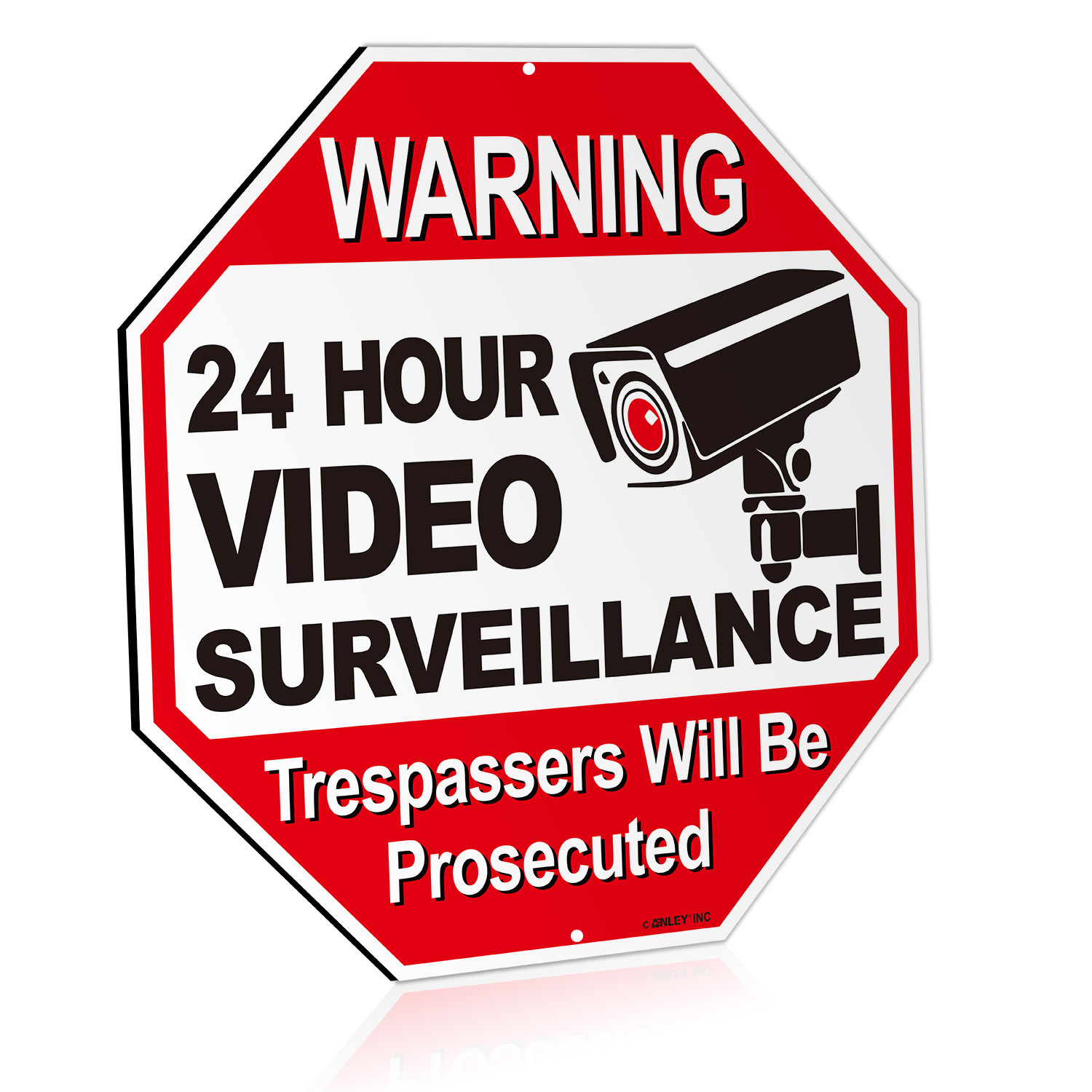 Anley 24 Hour Video Surveillance Signs Aluminum Warning Sign Security Alert