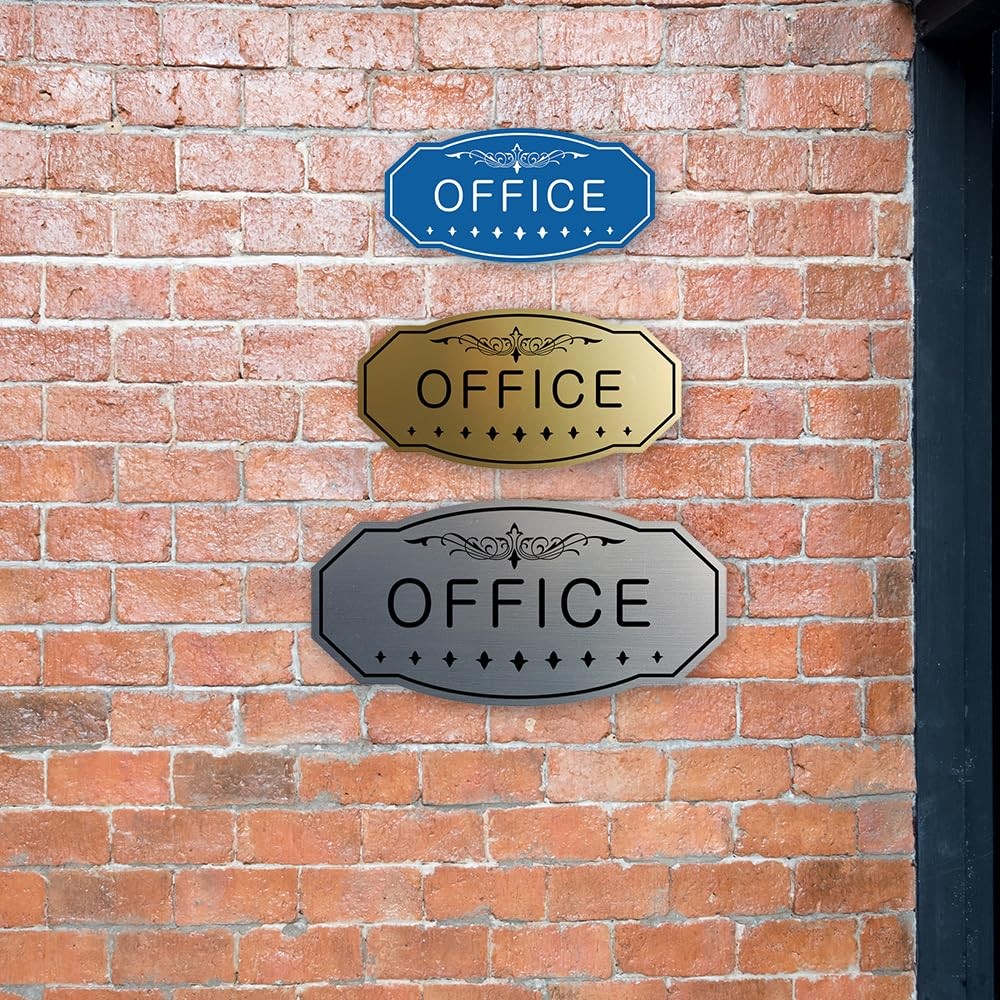 Office Victorian Door/Wall Sign (Black/Gold) – Large 5″ x 10″