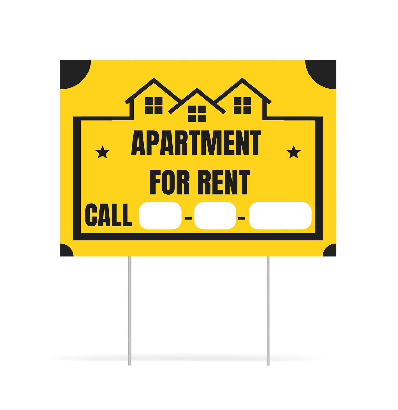 Yard Signs- “Apartment For Rent” Yard Signs-FREE STAKES-12″x18″-18″x24″-24″x36″