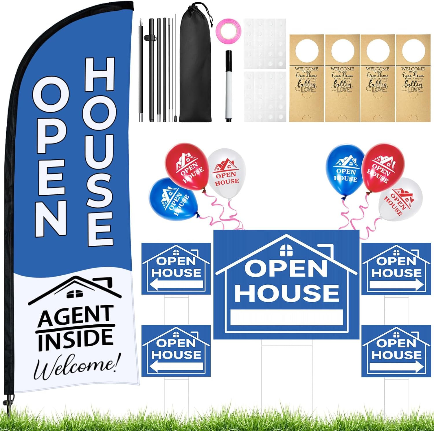 44 Pcs Open House Signs for Real Estate Agent Supplies, Double Sided Open House