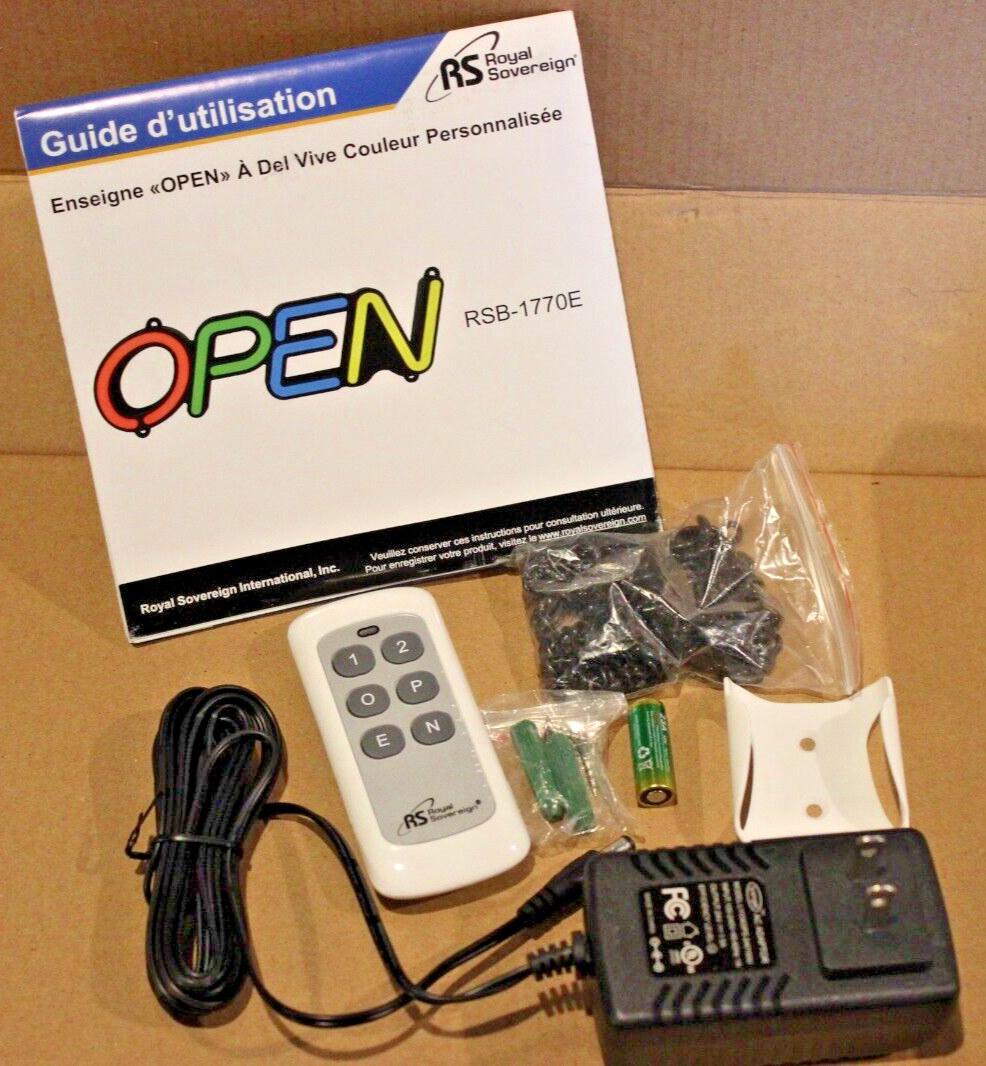 ROYAL SOVEREIGN MULTI-COLOR PROGRAMMABLE FLASH OPEN SIGN RSB-1770E WINDOW WALL