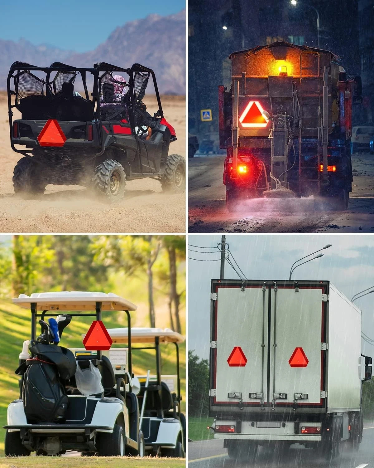 T&R Metal Slow Moving Vehicle Sign, Safety Triangle Sign – 2 Pack – 14 x16 In…