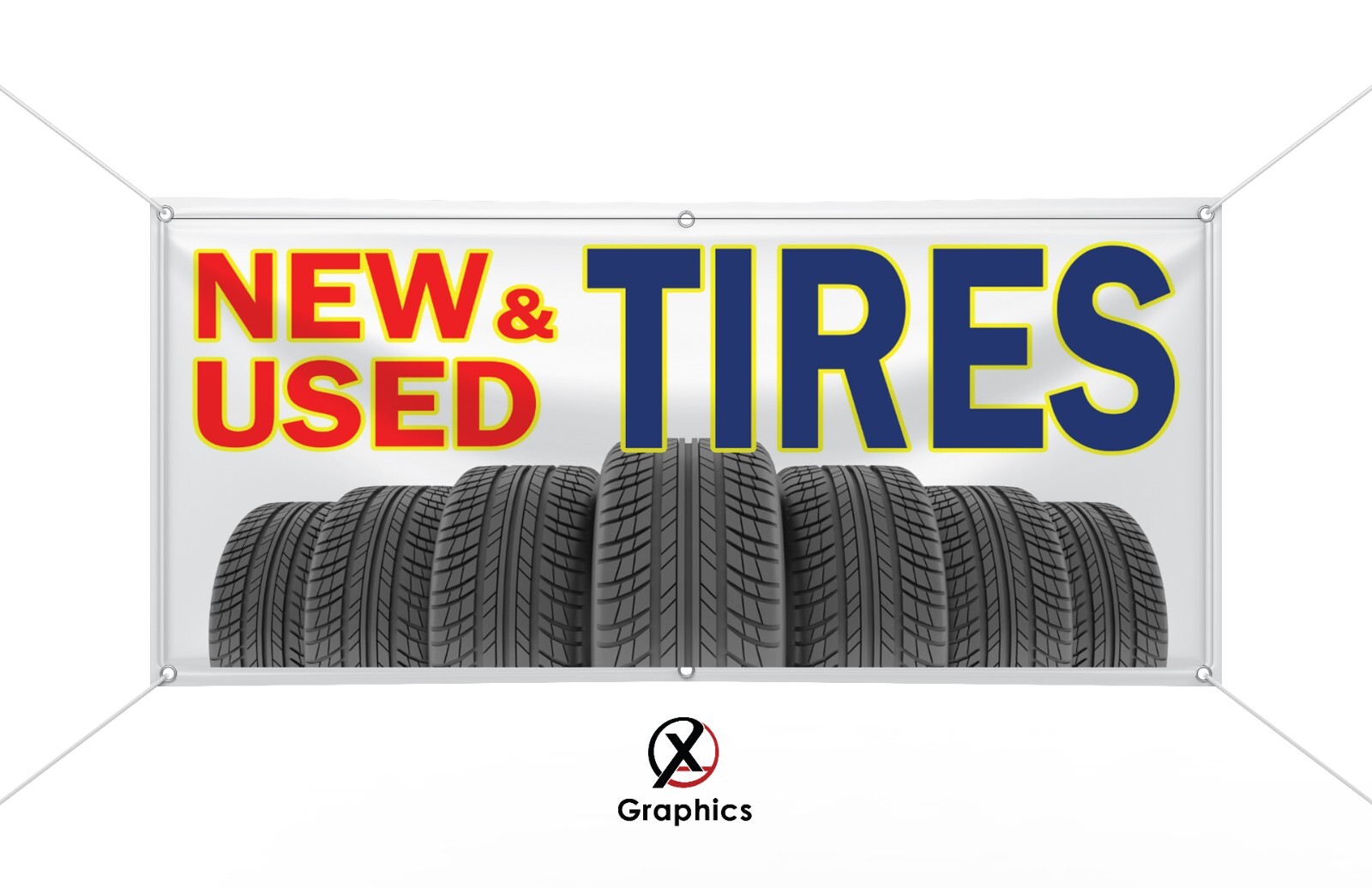 NEW & USED TIRES auto shop Vinyl Banner advertising Sign. Full color 2×4 ft, 2×6