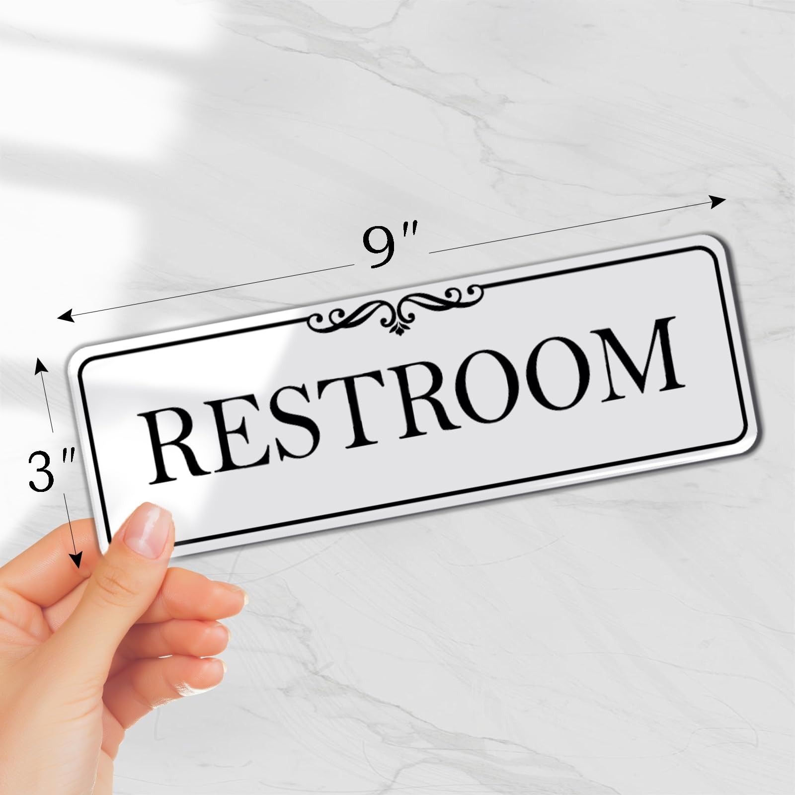 9×3 Inch Elegant White Acrylic SelfStick Restroom Door Wall Signage Decor