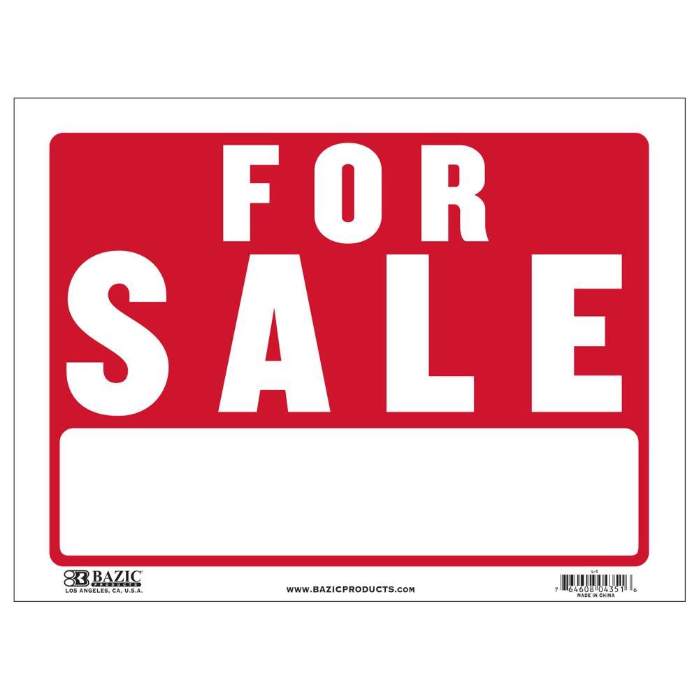 BAZIC 12″ X 16″ For Sale Sign, pack of 24