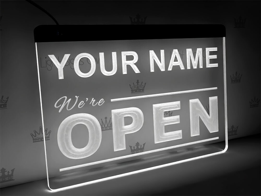 Personalized Open LED sign | Branded door sign with your business name