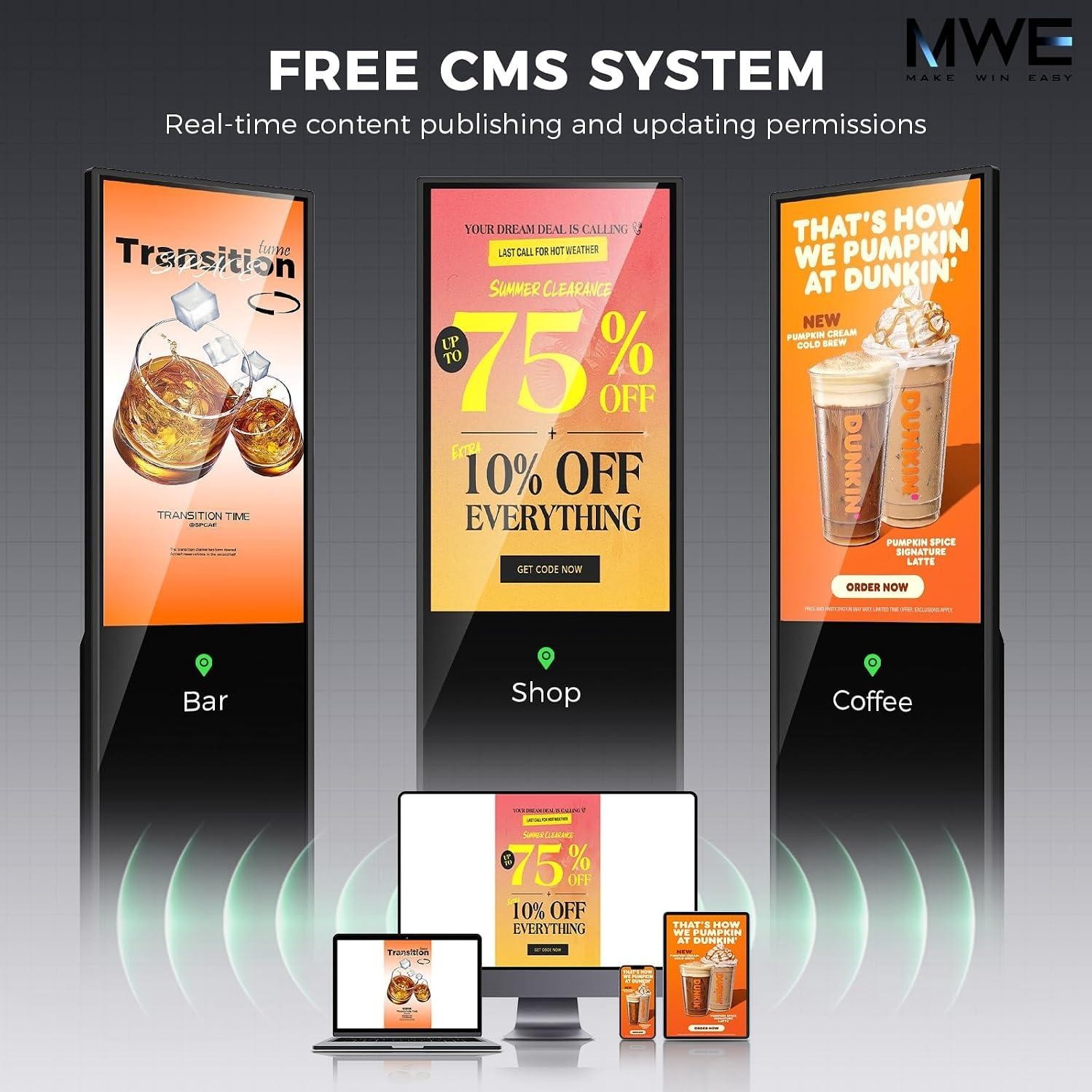 32 Inch Indoor Digital Signage Ultra HD Advertising Display Kiosk