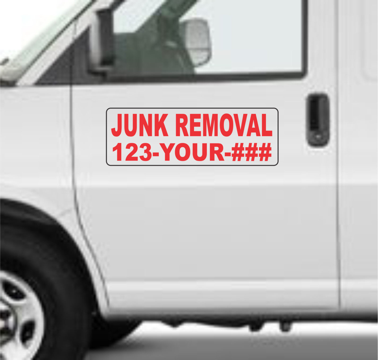 Custom JUNK REMOVAL Magnetic Signs for Car Truck SUV 6″x18″ Phone or Web site